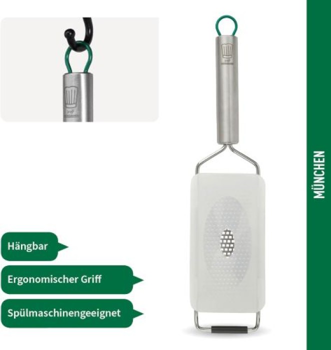 Fackelmann Chefkoch München Premium Edelstahl Reibe für Feines Reiben, 23337