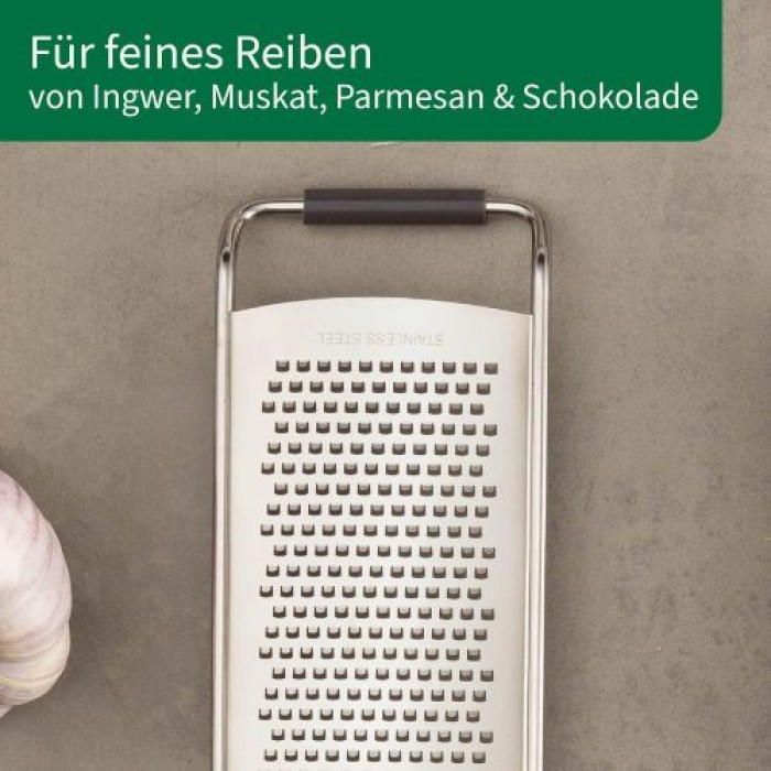 Fackelmann Chefkoch München Premium Edelstahl Reibe für Feines Reiben, 23337