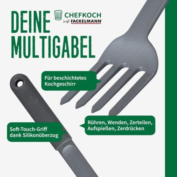 Fackelmann Chefkoch Multigabel aus Kunststoff, geeignet für beschichtete Töpfe und Pfannen, 23057