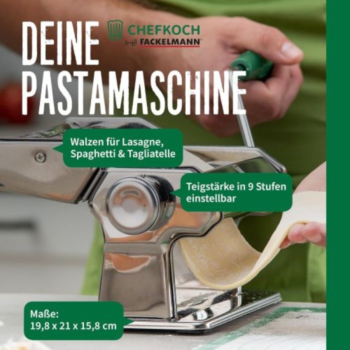 Fackelmann Chefkoch Nudelmaschine für leckere Pasta, Inklusive Tischhalterung und Anti-Rutsch-Boden, 23440