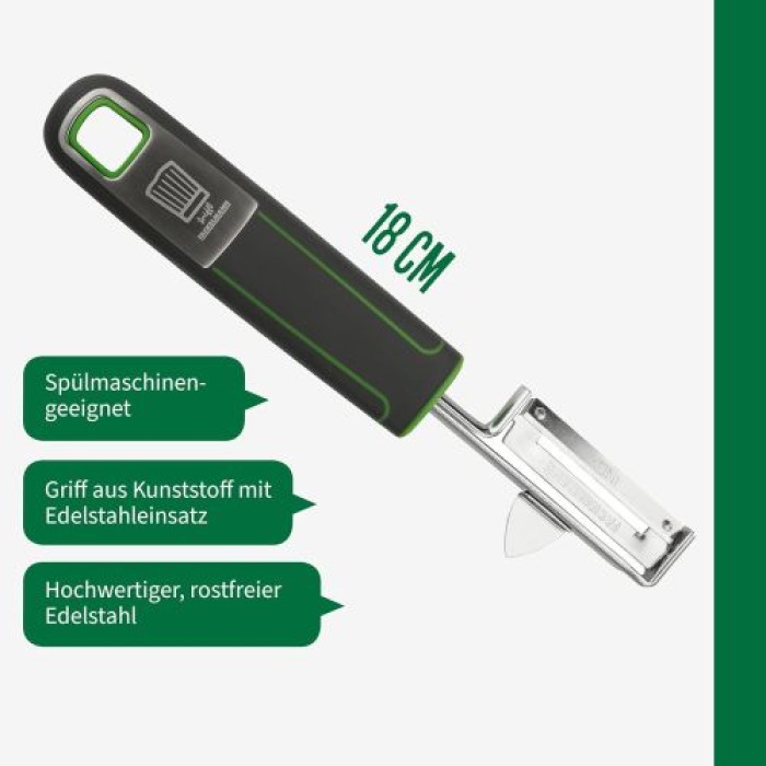 Fackelmann CHEFKOCH Pendelschäler Premium, Rostfreier Edelstahl, Müheloses Schälen, 23117