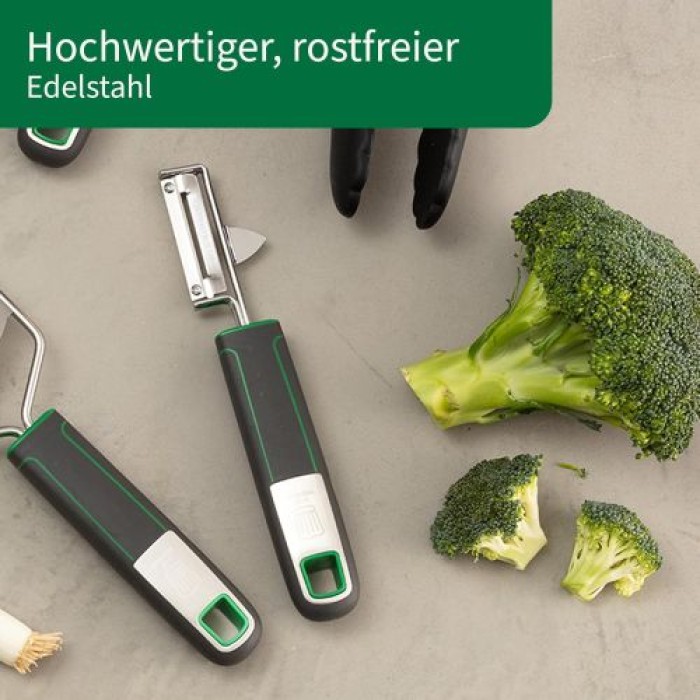 Fackelmann CHEFKOCH Pendelschäler Premium, Rostfreier Edelstahl, Müheloses Schälen, 23117