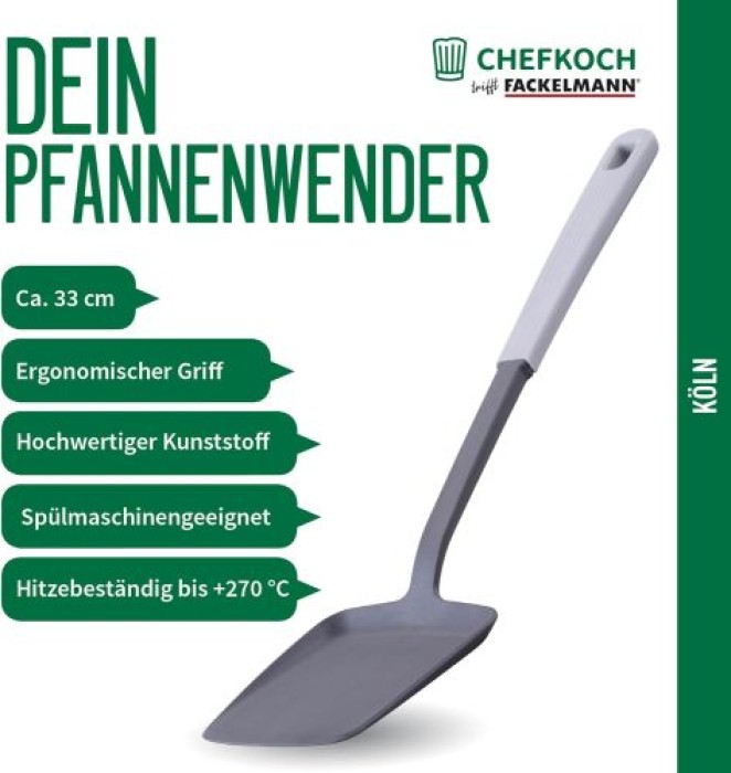 Fackelmann Chefkoch Pfannenwender Köln – Hochwertige, hitzebeständige und nachhaltige Küchenhilfe, 33cm, 23525