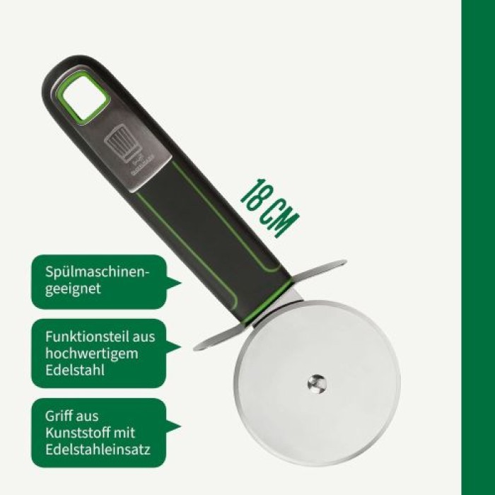 Fackelmann Chefkoch Pizzaschneider Premium – Perfekt für Pizza, Flammkuchen & Co, 18 cm, 23111