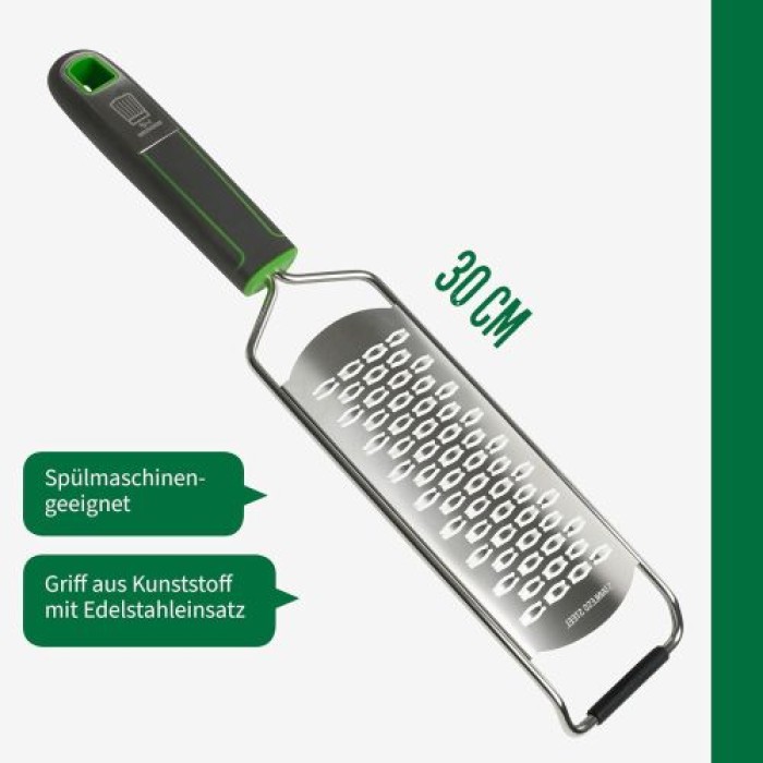 Fackelmann Chefkoch Premium Handreibe – 2-Wege Geätzte Reibefläche, Ergonomisch mit Soft-Touch-Griff, 23097