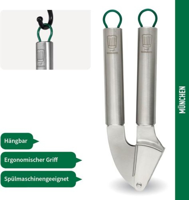Fackelmann Chefkoch Premium Knoblauchpresse aus hochwertigem Edelstahl, 23331