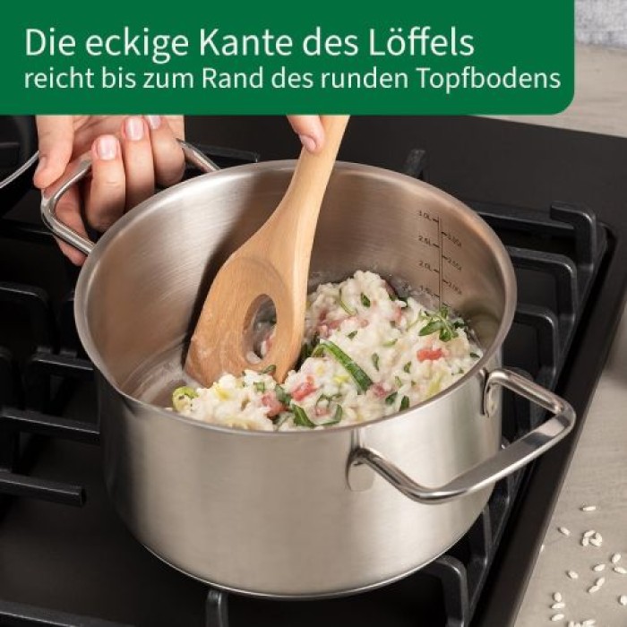 Fackelmann Chefkoch Risottolöffel aus nachhaltigem Buchenholz, mit Anti-Rutsch-Ring, 31,6 x 6,2 cm, 31163