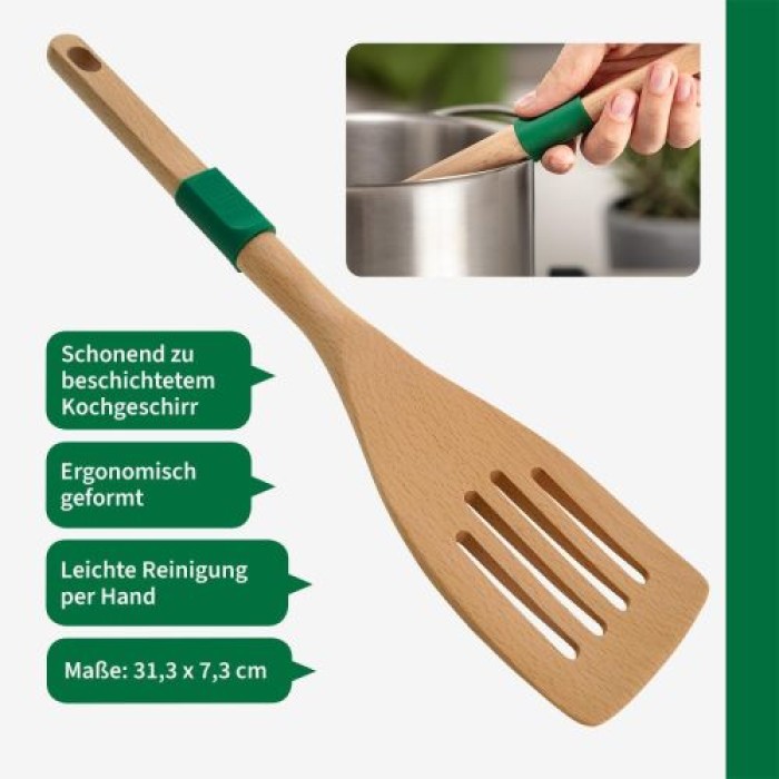 Fackelmann Chefkoch Schlitzwender aus nachhaltigem Buchenholz, 31,3 x 7,3 cm, 31161