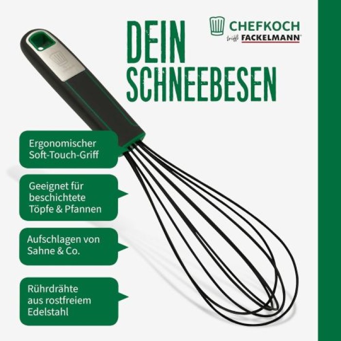 Fackelmann Chefkoch Schneebesen mit ergonomischem Soft-Touch-Griff, 23108