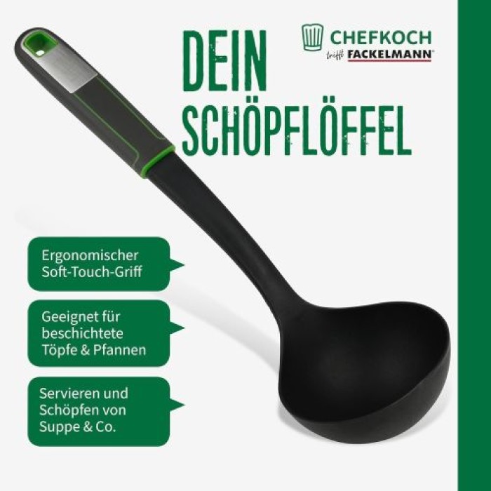 Fackelmann Chefkoch Schöpflöffel - ideal zum Servieren und Schöpfen von Suppen & Co., 23103