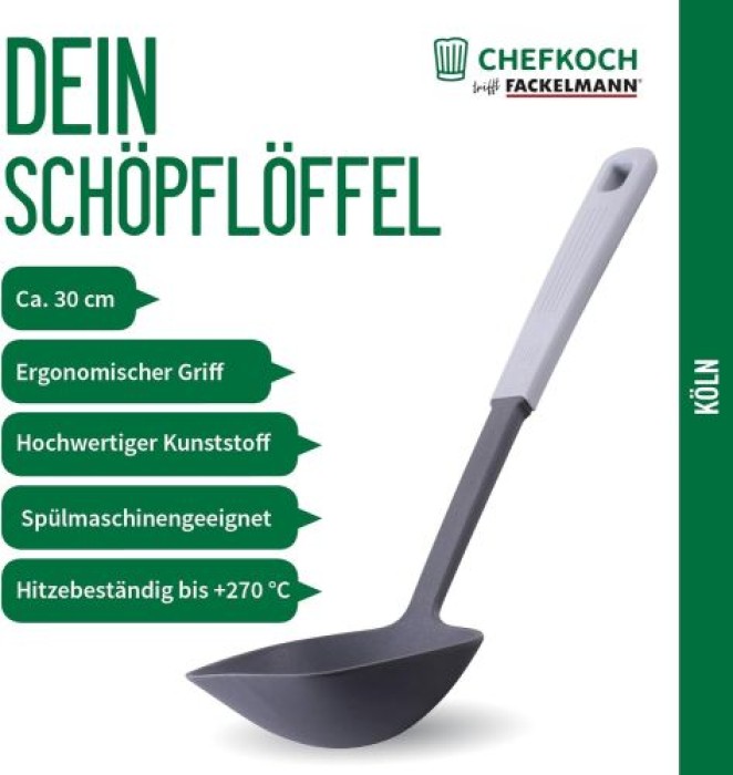 Fackelmann Chefkoch Schöpflöffel Köln – Hochwertig, Langlebig und Hitzebeständig, 23522