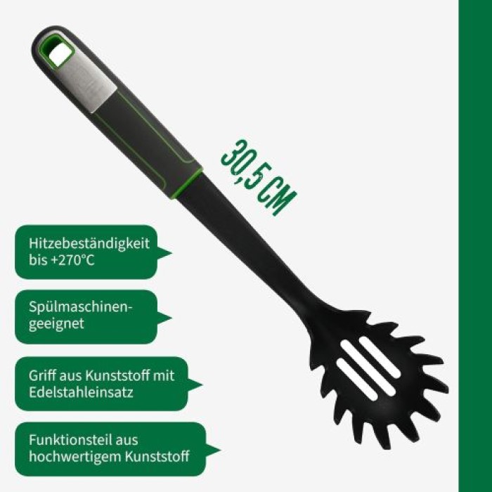 Fackelmann Chefkoch Spaghetti-Zange Premium, Hitzebeständig bis 270°C, Soft-Touch-Griff, 23105