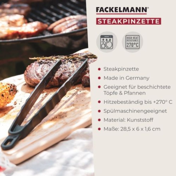 Fackelmann Steakpinzette zum feinen Greifen und Wenden – für Fleisch und Steak, 40197