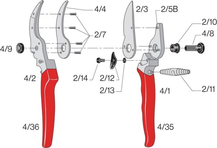 FELCO 4 Einhand-Baum-, Reb-, Gartenschere, für große Hände, Felco 4