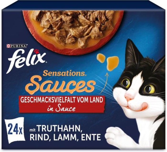 FELIX Sensations Saucen Geschmacksvielfalt vom Land, Nassfutter, 24x85g, 12449391