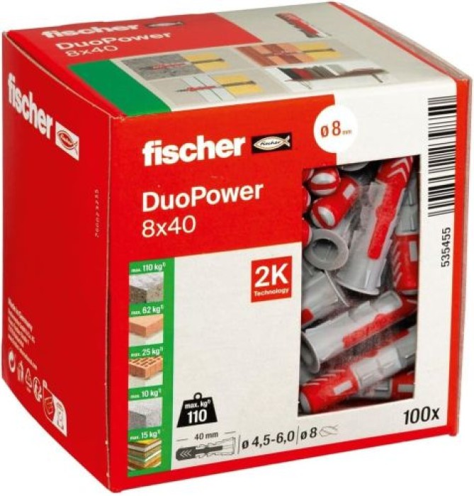 fischer DuoPower 8 x 40 LD, 100 Stück, 535455
