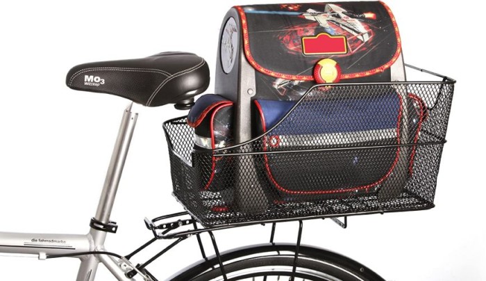 FISCHER Gepäckträgerkorb Schultasche, engmaschig, diebstahlsicher, Tragkraft 25 kg, schwarz, 62018