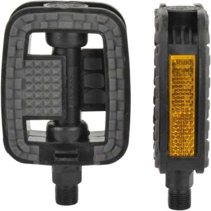 FISCHER Pedale mit Anti-Rutsch und Reflektoren, passend für alle Fahrradtypen, Schwarz, 85835