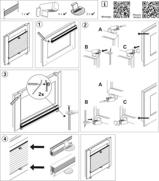 GARDINIA EASYFIX Plissee mit 2 Bedienschienen, 90 x 130 cm, Weiß, 31260