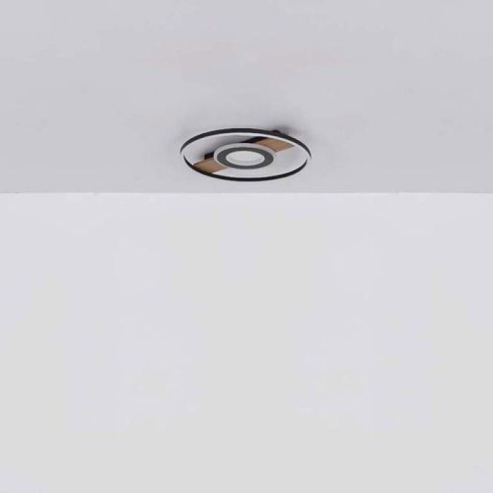Globo Deckenlampe Deckenleuchte Wohnzimmerlampe Holzoptik Kristalle LED D 40,5 cm 67323-24