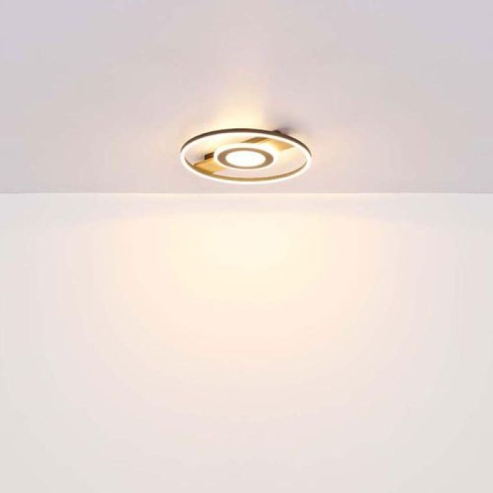 Globo Deckenlampe Deckenleuchte Wohnzimmerlampe Holzoptik Kristalle LED D 40,5 cm 67323-24