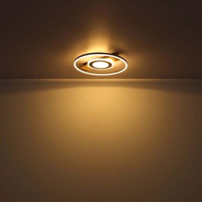 Globo Deckenlampe Deckenleuchte Wohnzimmerlampe Holzoptik Kristalle LED D 40,5 cm 67323-24