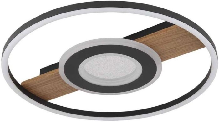 Globo Deckenlampe Deckenleuchte Wohnzimmerlampe Holzoptik Kristalle LED D 40,5 cm 67323-24