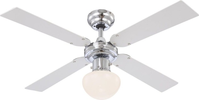 GLOBO Deckenventilator Chrom , E27, 3 Stufen, silberfarben/Weiß, 0330