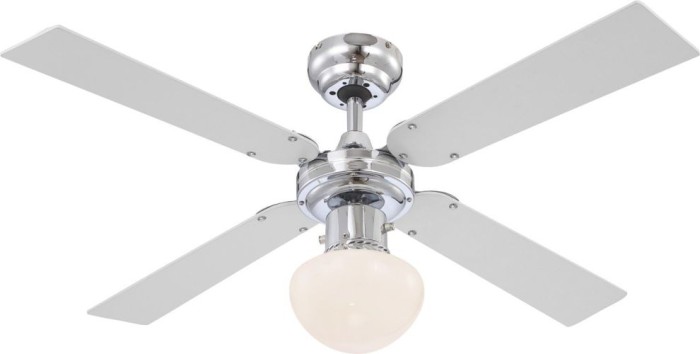GLOBO Deckenventilator Chrom , E27, 3 Stufen, silberfarben/Weiß, 0330