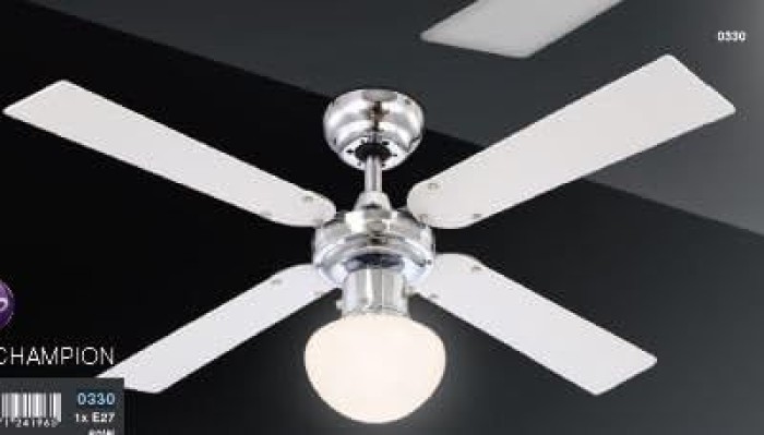 GLOBO Deckenventilator Chrom , E27, 3 Stufen, silberfarben/Weiß, 0330