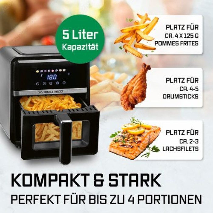 GOURMETmaxx Heißluftfritteuse - 5 L, mit 6 Funktionen, 8 Programmen inkl. Touch-Funktion, 16539