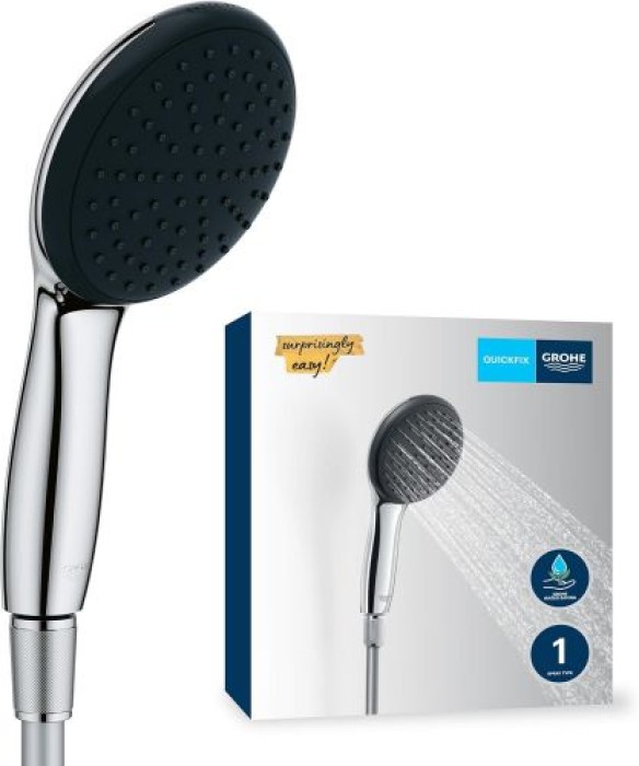 GROHE Handbrause Vitalio Start 110, Ø 11 cm, 1 Strahlart, wassersparend, chromfarben, 26720001