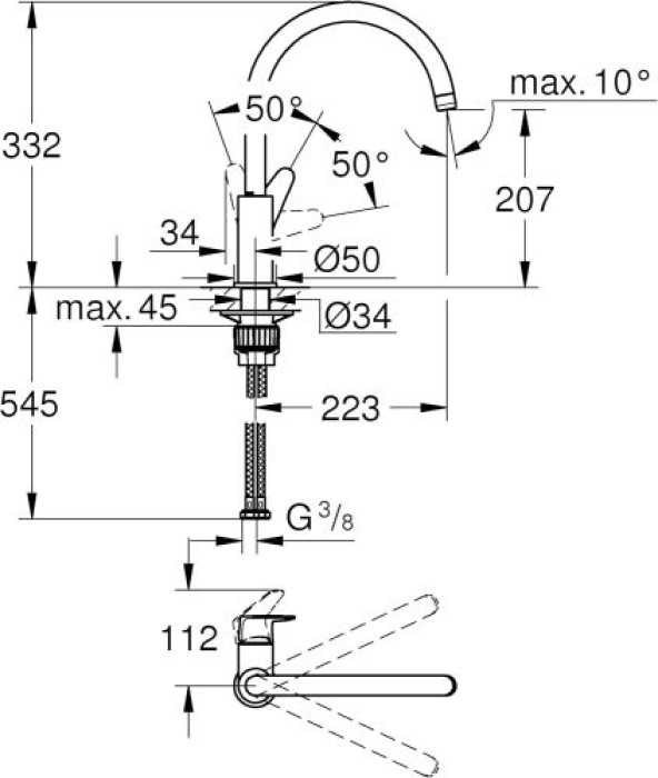 GROHE Start Curve Einhand-Spültischarmatur, 1/2, chrom, 31554001