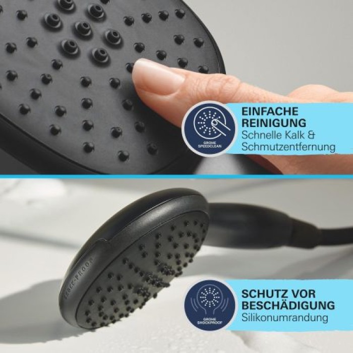 GROHE Vitalio 110 Duschkopf, wassersparend, 2 Strahlarten, schwarz, 279462431