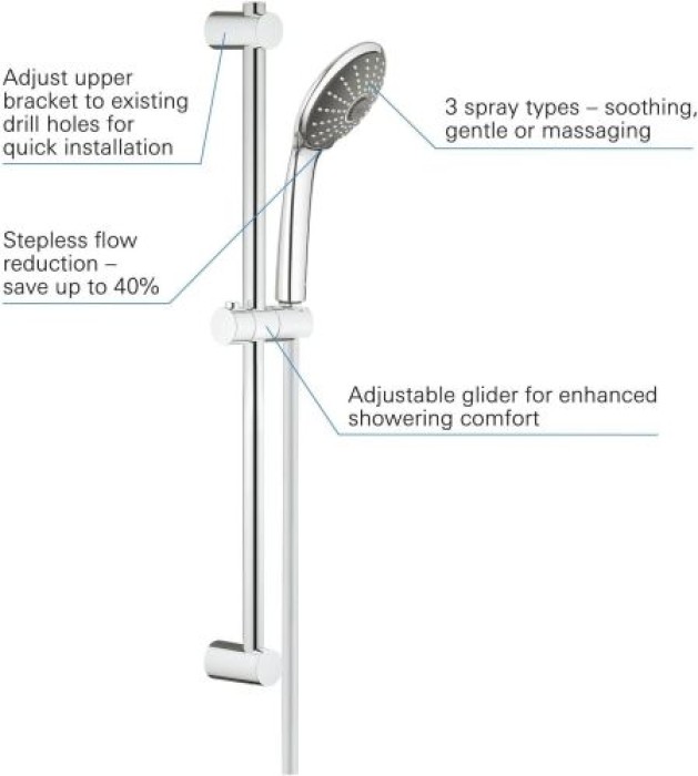 GROHE Vitalio Joy Massage Brausestangenset, 3 Strahlarten, chrom, 27333000