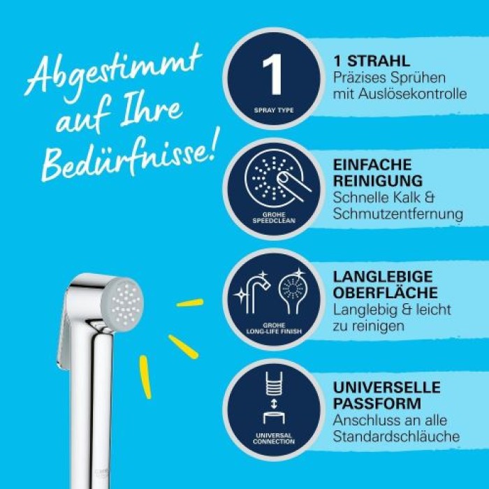 GROHE Vitalio Trigger Spray 30 Duschkopf, 1 Strahlart, mit Druckknopf, chrom, 26351000