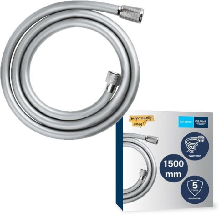 GROHE Vitalioflex Comfort Brauseschlauch, 1500 mm, druckbeständig, knickfest, chrom, 28743002
