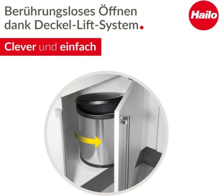 Hailo Compact-Box M Einbau Mülleimer, 15 Liter, für Schranktüren ab 40cm Breite, Edelstahl, 3555-101