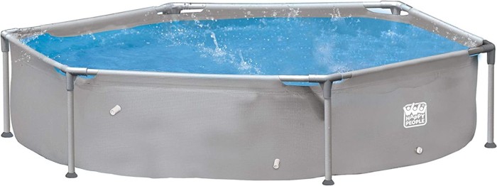 Happy People Stahlramen-Pool, 240x51 cm, rund, grau, 77518