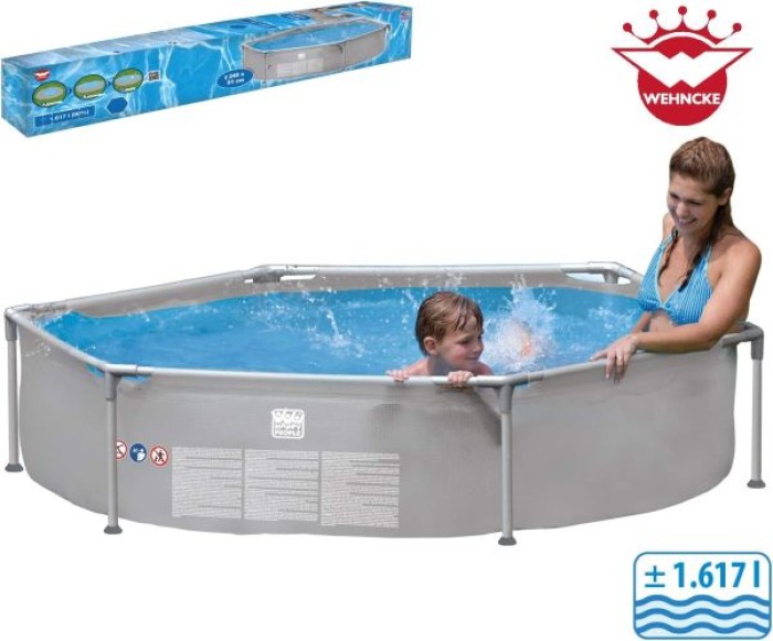 Happy People Stahlramen-Pool, 240x51 cm, rund, grau, 77518