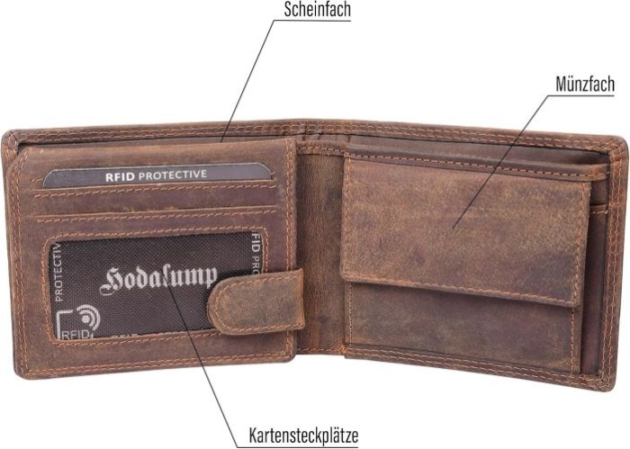 Hodalump Xare Scheintasche mit RFID echt Leder braun, 1173-H