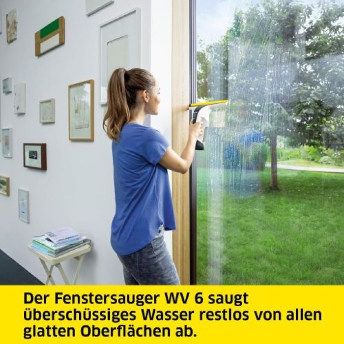 Kärcher Akku-Fenstersauger WV 6 Plus, extra lange Akkulaufzeit, LED-Ladezustandsanzeige, 280 mm, 16337410