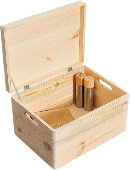 Kesper Aufbewahrungsbox mit Klappdeckel, 39 x 29 x 23 cm, Kiefernholz, 69601
