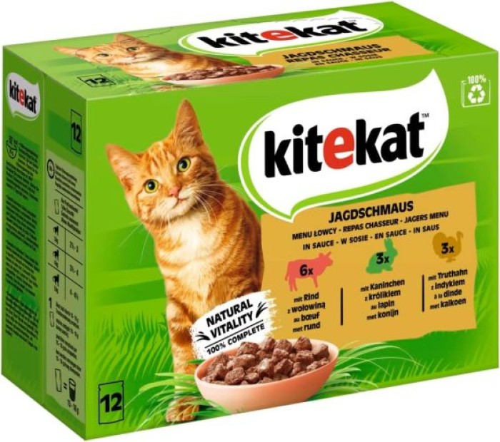 KITEKAT Jagdschmaus in Sauce, Portionsbeutel, Multipack,12x85g, 452950