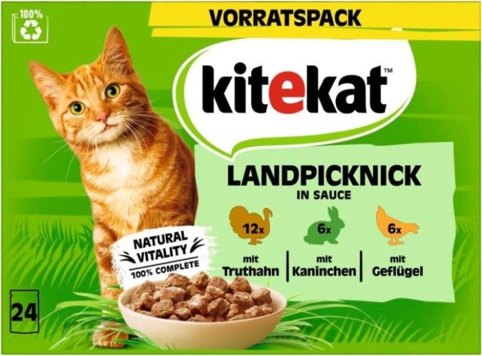KITEKAT Landpicknick in Sauce, Portionsbeutel, Multipack, 24x85g, 437301