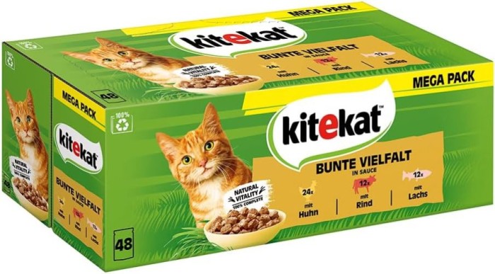 KITEKAT Multipack Bunte Vielfalt Portionsbeutel in Sauce 3 Varietäten 48 x 85g 437239