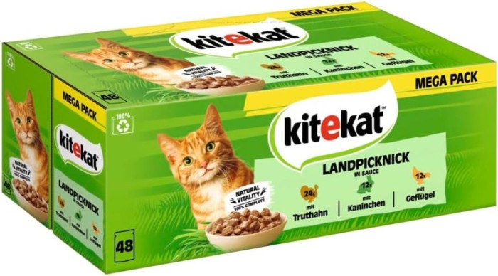 KITEKAT Multipack Landpicknick Portionsbeutel in Sauce 3 Varietäten 48 x 85g 437212