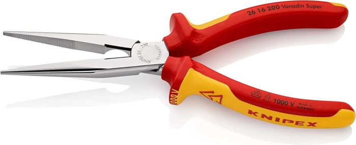 KNIPEX Flachrundzange mit Schneide (Storchschnabelzange), 200 mm, 26 16 200