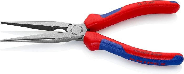Knipex Flachrundzange mit Schneide (Storchschnabelzange) schwarz atramentiert, 200 mm