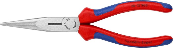Knipex Flachrundzange mit Schneide (Storchschnabelzange) schwarz atramentiert, 200 mm